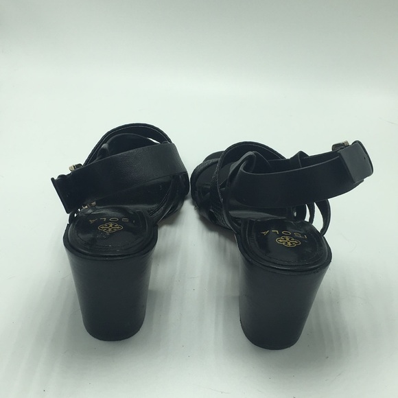 Isola Black Leather Strappy Slingback Heels, 7.5 - Picture 3 of 7